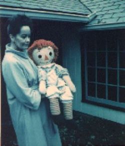 the-dog-who-ate-everything:   langsettte:  crashyourcrew:  unexplained-events:  AnnabelIe, the haunted doll. In 1970 a mother purchased an antique Raggedy Ann Doll from a hobby store. The doll was a present for her daughter Donna on her birthday. Soon