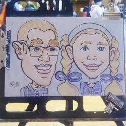 Doing caricatures at the Melrose Farmer’s Market at Memorial