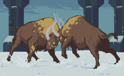 riotsdraws:  Bighorn Bison from Risk of Rain. (experiment with