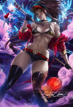 sakimichan:   one of the nsfw variation for lunar KDa Akali <3