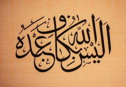 islamic-art-and-quotes:  Quran Calligraphy: Is Not Allah Enough?