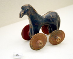 coolartefact:  Ceramic toy horse on wheels. Protogeometric (ca.