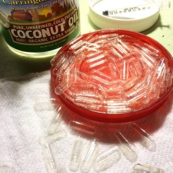 coconut-oil-caboodle:  Spending my night making coconut oil pills.