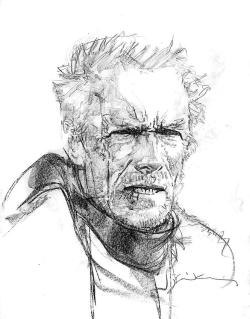 brianmichaelbendis:  Clint Eastwood by Bill Sienkiwicz