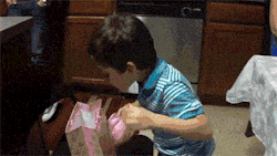 sotouchy:   Kid gets a banana as a prank gift from his parents