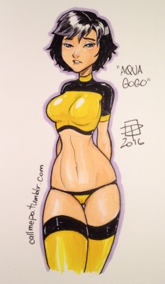 callmepo:  Fun with markers… and Gogo. Was trying for a neoprene