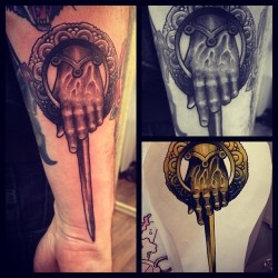 fuckyeahtattoos:  Hand of the King pin tattoo done by Cody Brigan
