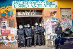 ready-to-fight:  yesterday in Berlin, when the police tried to