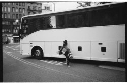quentindebriey: Mark Gonzales, handplant wall ride on a bus passing