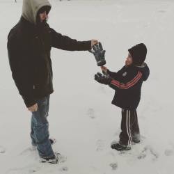 My babies playing in the snow (: #futurehusband #myson  #ourboy
