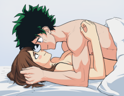 ironbloodaika: suoiresnuart: Ochako and Deku getting a little personal. I’m sorry these two are too pure I couldn’t go lewder than this. Aw! 