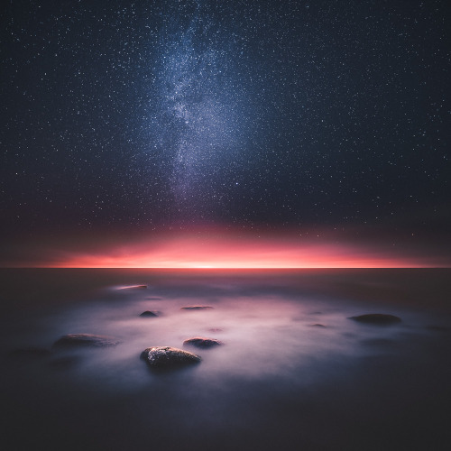 escapekit:  Finnish LandscapeFinnish photographer Mikko Lagerstedt has captured truly beautiful photos of the night sky. His images are composites of two photos taken from the same location, a short exposure of the sky merged with a significantly long