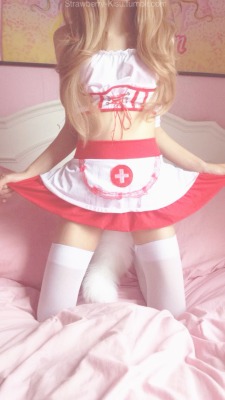 strawberry-kisu:    The cat tailed nurse awaits for your check