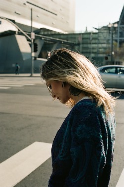 Theresa Manchester on the streets of downtown LA, shot by Parker