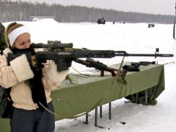 gunrunnerhell:  SVD A Russian girl with the SVD Dragunov. Note