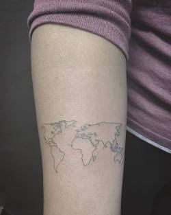 cutelittletattoos:World map outline tattoo on the right inner