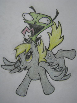 pumpkinbucketpie:  Gir riding Derpy :3  X3!