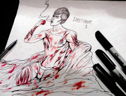 Inktober day 7 and Goretober 1: Excessive Gashes/LacerationsI