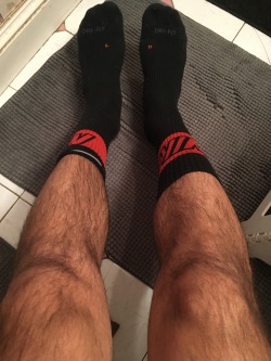 Perfectly used socks to rub on a horny faggot’s face.