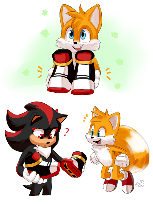 solar-socks:  Tails upgrades Shadow’s shoes so they double