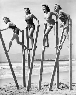 hoodoothatvoodoo:  Four young women try their stilt walking skills