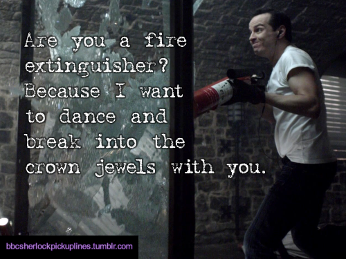 “Are you a fire extinguisher? Because I want to dance and break into the crown jewels with you.”