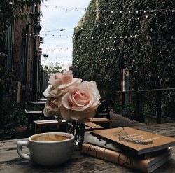 coffeeinspirations:Happiness is a cup of coffee and a book to