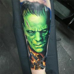 tattoosnob:  Frankenstein tattoo by @alex_rattray_ink at @redhotandbluetattoo