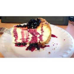 Some nice homemade cheesecake with a homemade blueberry reduction!!!