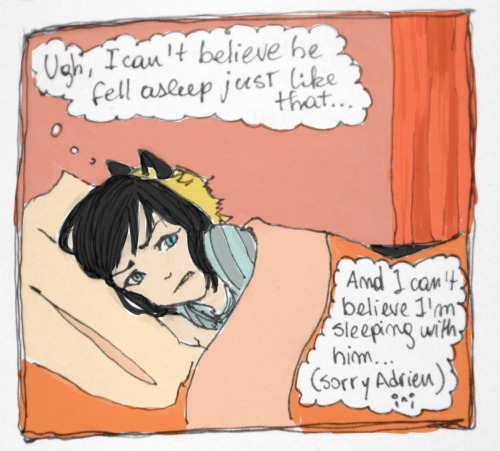 Well, it was better in my mind…The more I see this the more I think its dumb… who would sleep in her bed when someone else is there!? idfhudsfjs sh, just think she didnt want to sleep on the floor and didnt want to wake him up :/Iâ€™ll try