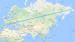 personsonable: mapsontheweb: The longest straight line on a Mercator