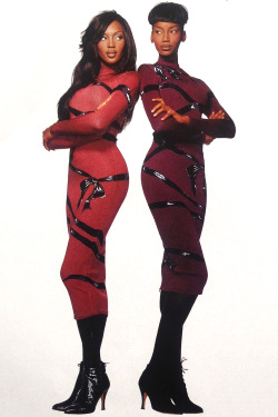 naomihitme:  Naomi Campbell and Beverly Peele in Azzedine Alaïa