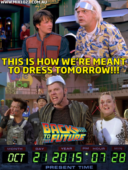 appel-likes:  frankjamesbailey:    Tomorrow is the day Doc and Marty show up in the “future”. I think they were a little off with the clothes.     Can we take a moment to appreciate what a total FAILURE this movie was in its ability to predict…