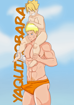 yaqirobara:  Terminado. Paseo en la playa con Papá  Naruto X Boruto 