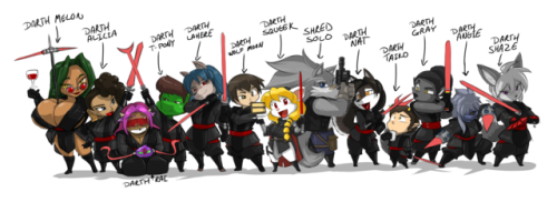 shonuff44:  Well here is the FINISHED version of Squeek’s Sith line-up (finished on time BTW). With the finished lighting effects and the guest of honor finally arriving (can you find him? ), the party can now start. I want to thank EVERYONE that sent