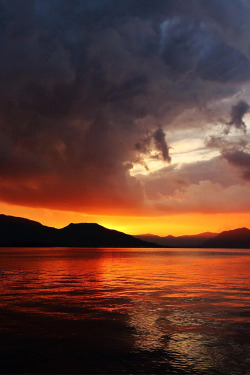 italian-luxury:  Sunset on Lake Iseo, Italy