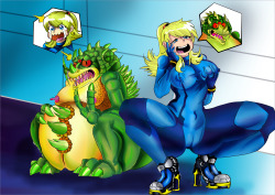 Samus and mini Kraid body swap, i decided not to put the scales,