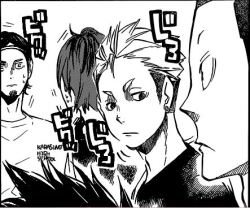 Haikyuu!! ch 105JFC JUST LOOK AT THIS TWO DORKS ON THE LEFT STARING