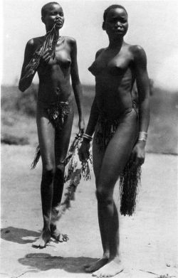 yagazieemezi:  Young Dinka women who reside in a Jur village near Rumbek (Sudan). 1927 From Hugo A. Bernatzik’s book: Nil und Kongo. 