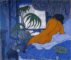 venusmilk:  Paul Ranson. The blue room or Nude with Fan (1891)