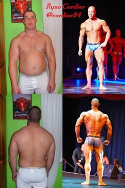 Ryno Cordier showing his transformation to get on the stage.