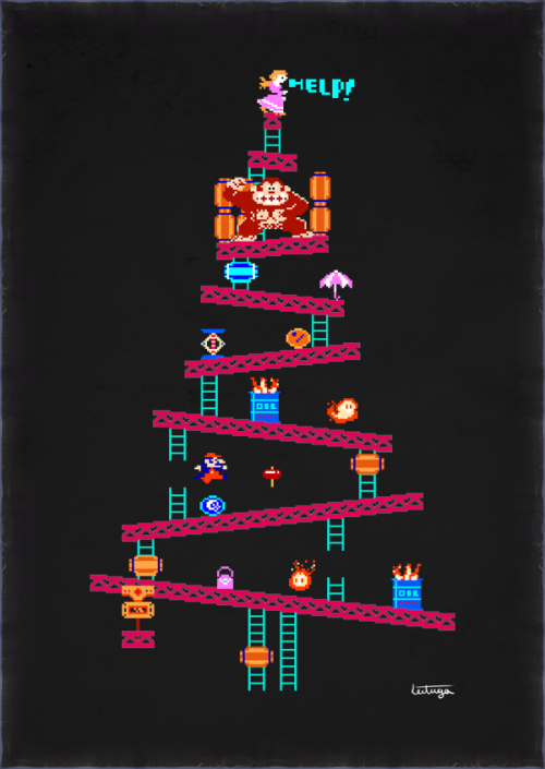 it8bit:    Donkey Kong Christmas Tree Art by Carlos Leituga ||