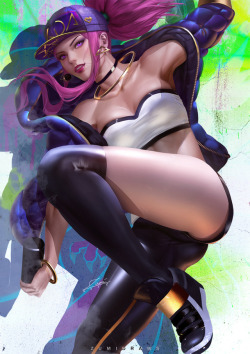 zumidraws:  K/DA Akali  High-res version, nude version, psd and