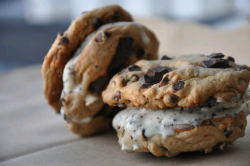 Double cookie and cream ice cream sandwich