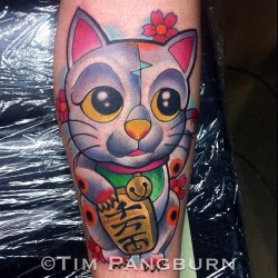 timpangburn:  I got to do this super fun maneki-neko tattoo today.