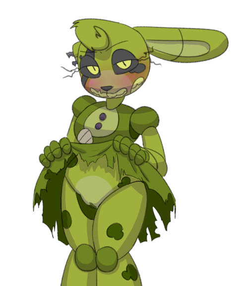 Fun fact about this springy: she came from the idea of a springTRAP  the story being that springbonnie liked switching out her parts and when her spring locks failed she had a penis.