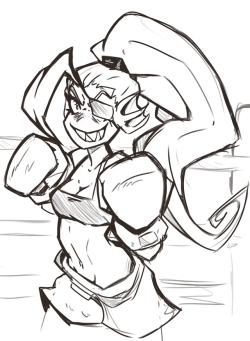 null-max:Sketch commission of Undyne from Undertale as a boxer.