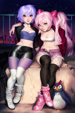 bbbreakfast:  pastel goth asuka & rei! print will be available
