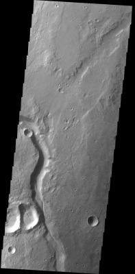 spaceexp:  Channel with doublet crater Source: ASUMarsSpaceFlight