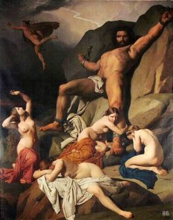 Prometheus bound. 1840. Paul Jourdy. French. 1805-1856. oil on
